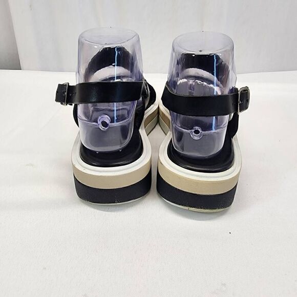 Carlo Pera Black and Metallic Leather Double Strap Platform Sandals Size 37EU 6. - Picture 5 of 12